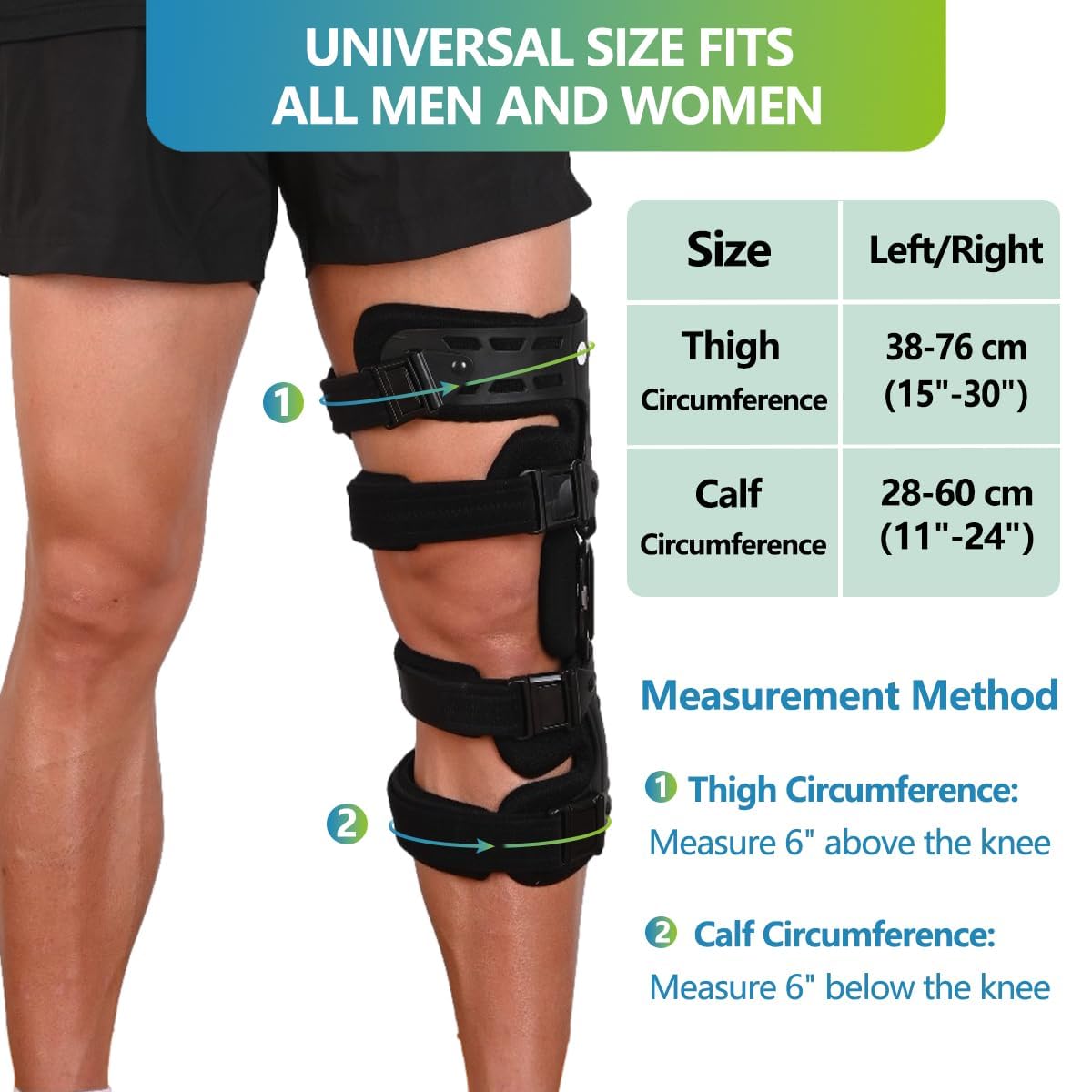 Komzer OA Unloader Knee Brace - Adjustable 3-Point Medial/Lateral Offloading Support for Osteoarthritis Pain, Bone-on-Bone Joint Degeneration & Recovery, ROM Control, Universal Fit for Men & Women, Black, Right