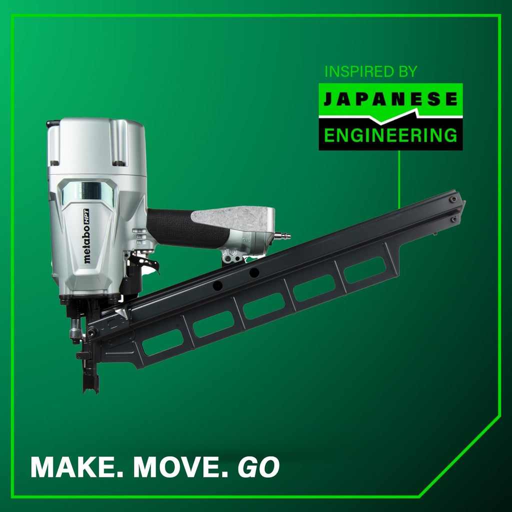 Metabo HPT Framing Nailer, Pro-Preferred Pneumatic Power Nailer & Framing Tool for Flooring, Roof Decking, Selectable Trigger & Rafter Hook, 21° 2' to 3-1/4' Plastic Collated Nails, NR83A5