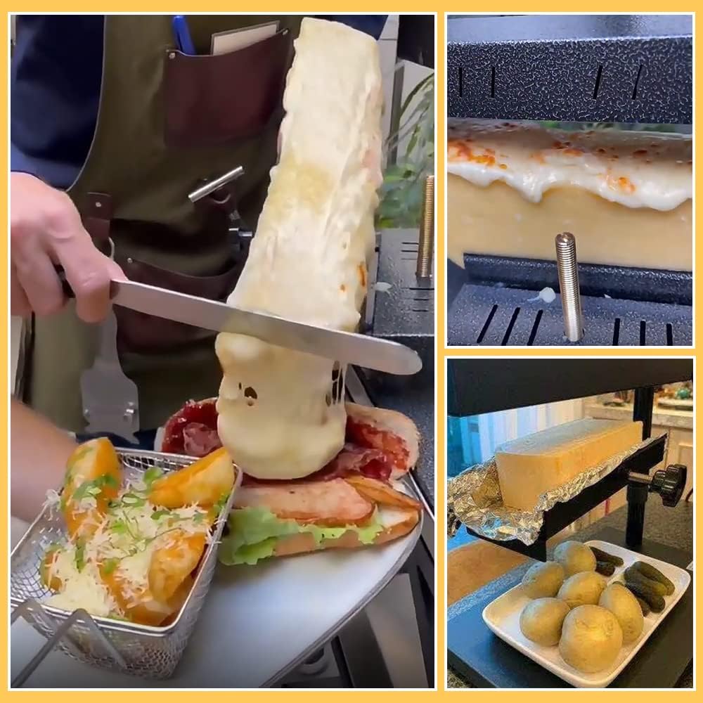 YUEWO Raclette Cheese Melter Commercial Electric Raclette Machine Swiss Dish Maker Demi Melting Warmer for Half Nacho Cheese Wheel Sliced Cheese Adjustable Angle