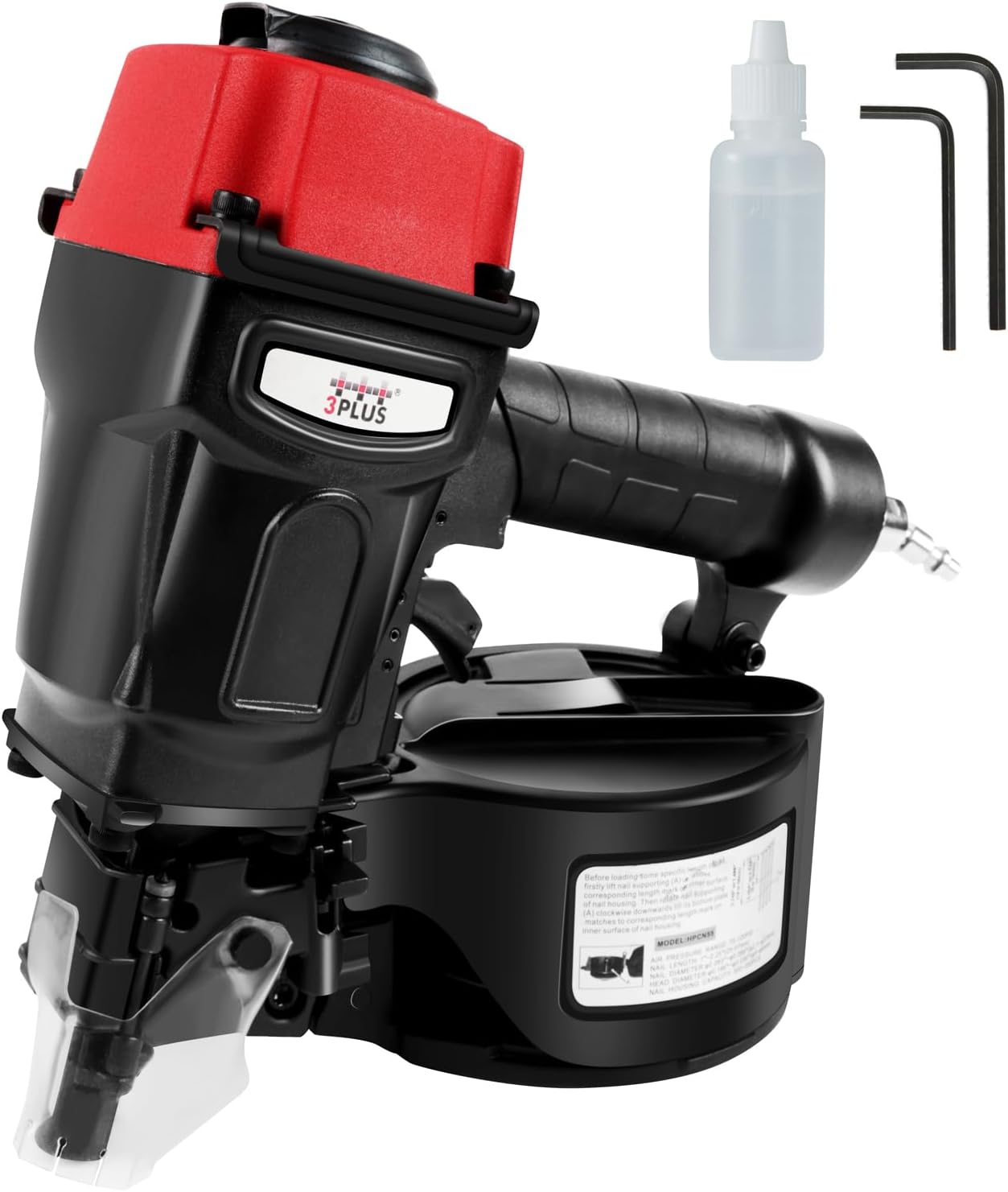 3PLUS HCN55SP Pneumatic Coil Pallet Nailer Professional Air Nail Gun Accepts 15 Degree 1-Inch to 2-1/4-Inch Wire Collated Nails