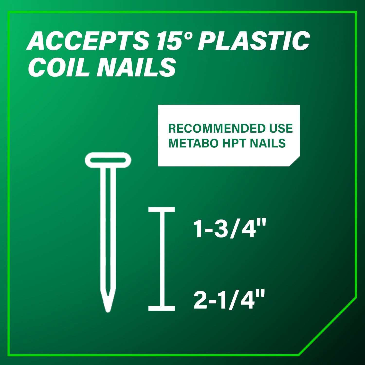 Metabo HPT Siding/Light Framing Coil Nailer, Pro-Preferred Pneumatic Power Nailers for Versatile Siding and Framing Tasks, Tool For 16° Wire 1-3/4'-3' and 15° Plastic to 1-3/4' - 2/14' Nails, NV75A5