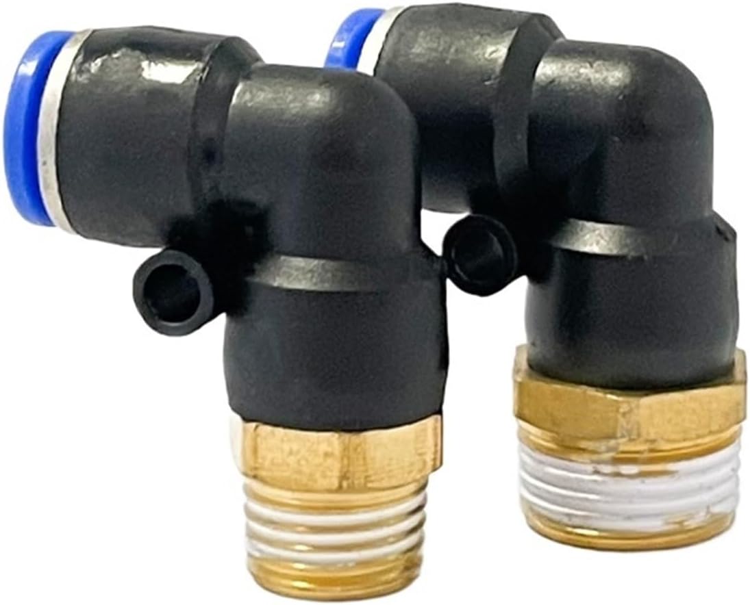 100Pcs PL Elbow 4-M5 6-M5 Straight Air Connector Pneumatic Quick Fittings 1/8' 1/4' 3/8'1/2' Male Thread Push In(PL6-03)