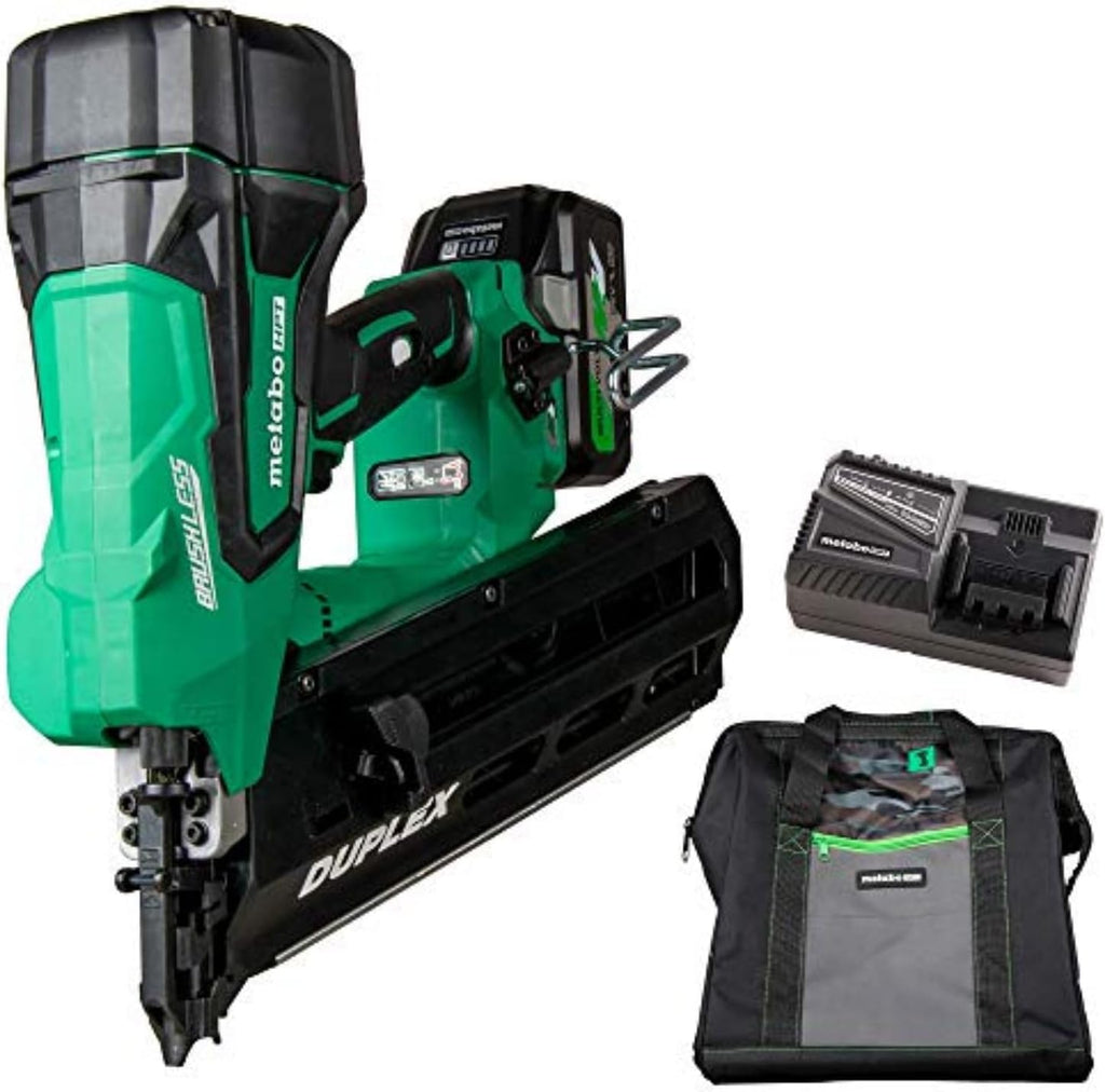 Metabo HPT 36V MultiVolt Cordless Forming Nailer, 3-1/2 Inch Duplex/Double Headed Fasteners, Power Tool with 2.5Ah Lithium Ion Battery, Drives 900 Nails per Charge, NR3675DD