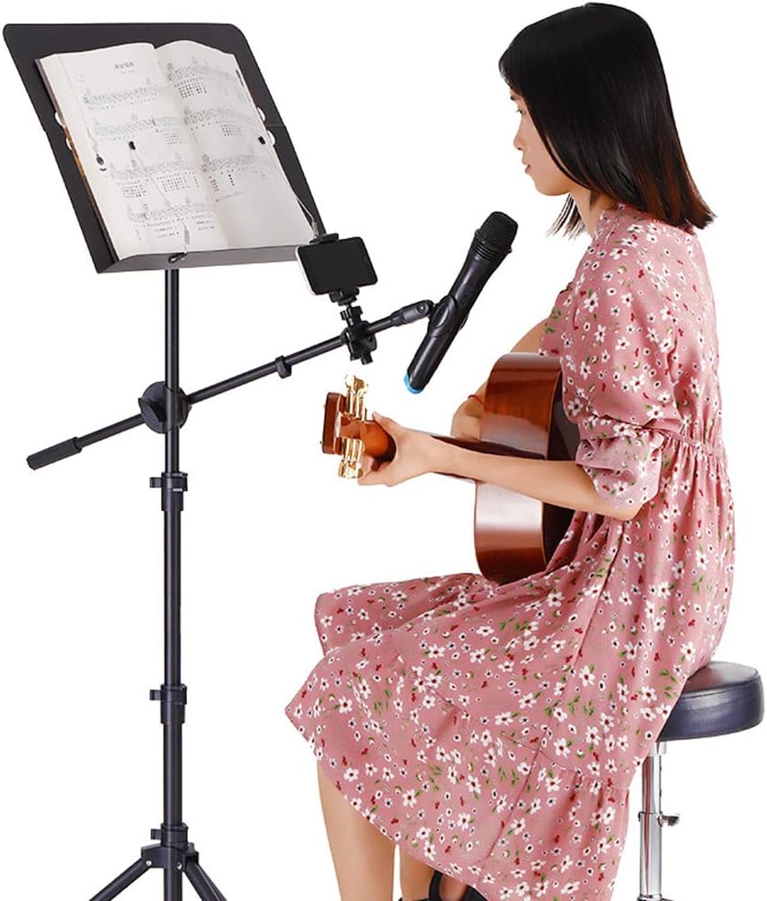 OSCCAR Music Stand Dual-Use Professional Portable Foldable Sheet Music Stand Book Stand with Microphone Stand Holder and Carry Bag Projector Stand Sheet Music Stand