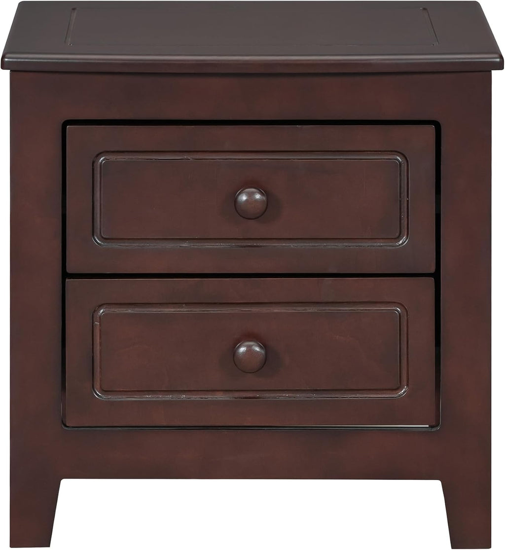 Merax 3 Pieces Modern Rustic Wood Bedroom Furniture Set with Full Size Bed Frame, 2 Night Stands with Drawers, Easy Assemble Dark Walnut
