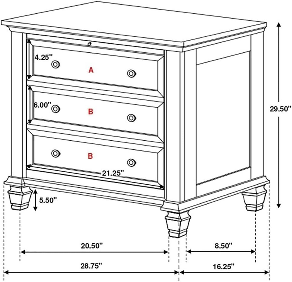 Pemberly Row 4-Piece Coastal Bedroom Set, Eastern King Bed, Cream White Finish, Solid Hardwood & Engineered Wood Construction, Dresser, Mirror, Nightstand, Classic Carved Detailing, Ample Storage