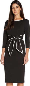 Adrianna Papell Tipped Crepe Tie Dress