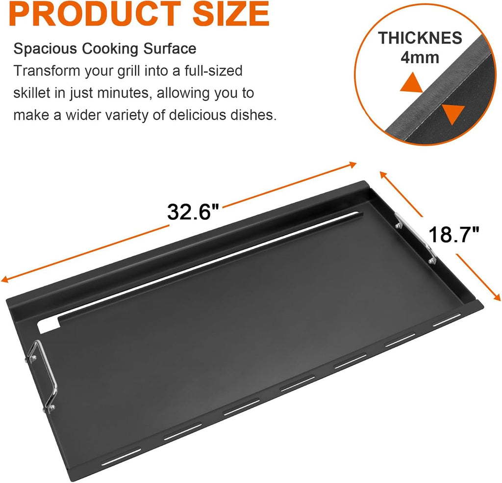 Full-Size Griddle Inserts for Weber Genesis II 400 Series Gas Grills, Flat Top Griddle with Handles for Genesis II E-410 S-410 E-435 S-435 E-440 S-440 LX E/S-440, Replace for Weber 6789