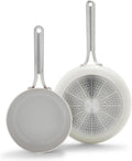 GreenPan Nova 8' & 10' 2 Piece Frying Pan Skillet Set, Oprah's Favorite Things 2024, Induction Suitable PFAS-Free Nontoxic Ceramic Nonstick, Dishwasher & Oven Safe, Quick Even Heating, Cream White
