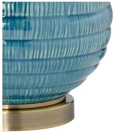 360 Lighting Kayley Mid Century Modern Coastal Table Lamp Textured Ceramic 24' High Sky Blue Glaze Linen Fabric Tapered Drum Shade for Living Room Bedroom House Bedside Nightstand Home