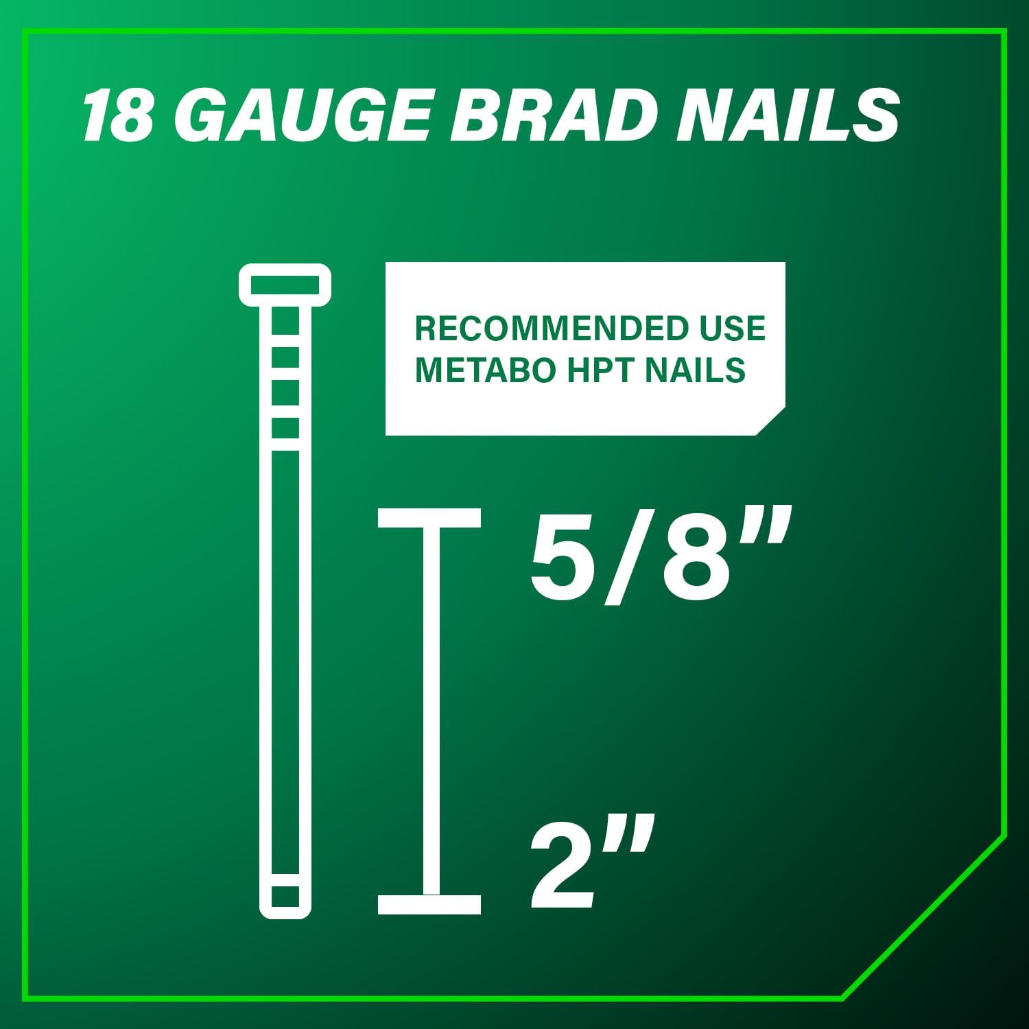 Metabo HPT Pro Brad Nailer, Pro-Preferred Pneumatic Finish Power Nailer for Trim Work, Furniture Building, Lightweight and Durable with Aluminum Magazine, 18 Gauge, 5/8″ to 2″ Brad Nails, NT50A5