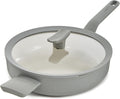 BergHOFF Balance Nonstick Ceramic Sauté Pan 10.25in, 3.1qt. with Glass Lid, Recycled Aluminum, CeraGreen Non-toxic Coating, Stay-cool Long Handle, Induction Pan, Moonmist