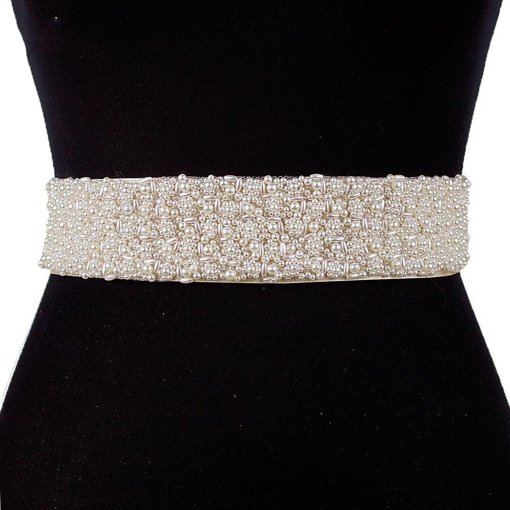 Pearls Bridal Belt for Women Wedding Dresses Sash Bridesmaid Belts Daily Handmade Beads Plus Size