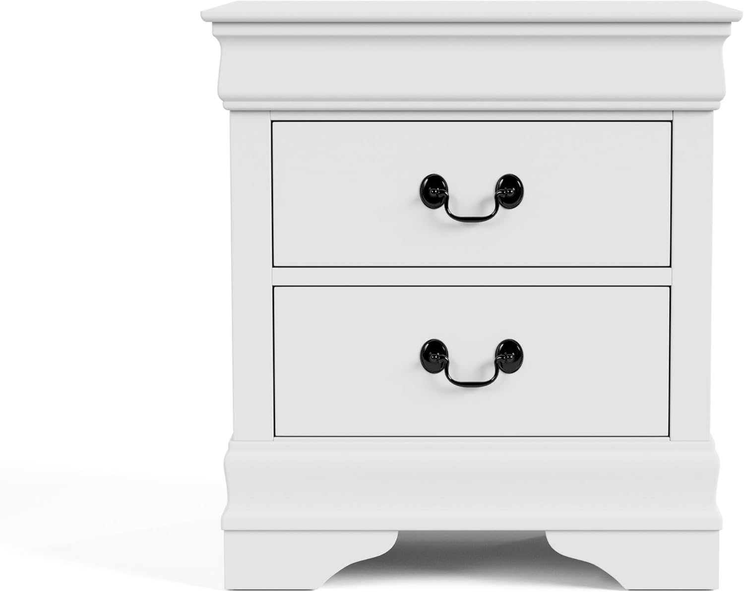 Furniture of America Arabella Traditional Solid Wood 3 Piece Bedroom Set, King Bed Frame, Nightstand, and Chest, Chic Sleigh Design Bedframe with Headboard and Footboard, Box Spring Needed, White