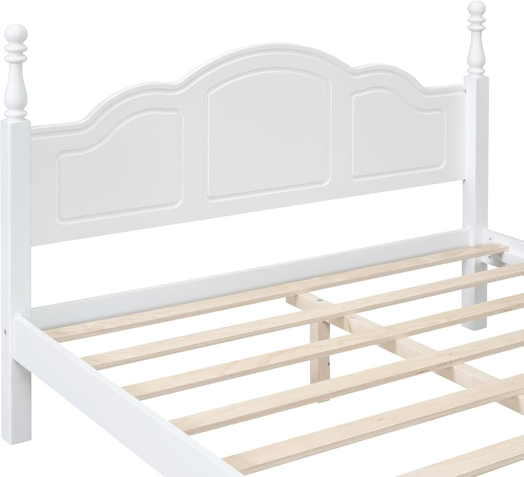 Harper & Bright Designs Bedroom Set Furniture, 3-Pieces Bedroom Sets, Queen Size Wood Platform Bed and 2 Nightstands, White