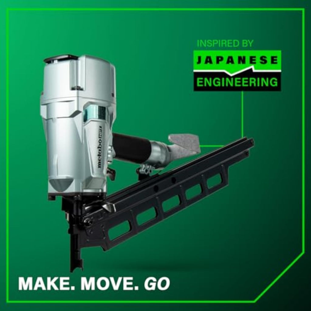 Metabo HPT Framing Nailer, Pro-Preferred Pneumatic Power Nailer & Framing Tool For Flooring, Roof Decking & More, Rapid Response Cylinder Valve, 21° 2' to 3-1/4' Plastic Collated Nails, NR83A5(S)