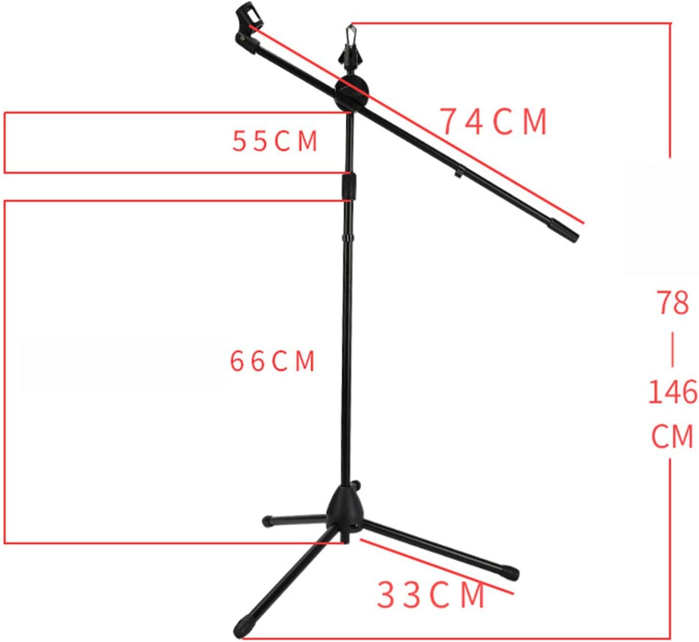 Music Stand Portable Folding Music Stand Music Sheet Holder with Microphone Stand for School Orchestras Choirs (Black One Size)