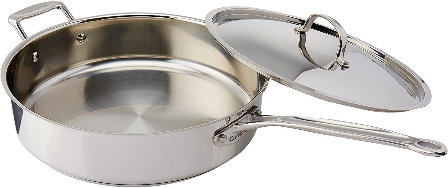 Cuisinart Professional Stainless Skillet with Helper, 12-Inch & Stainless Steel, 5.5 Quart Sauté Pan w/Cover, Helper Handle, Chef's Classic, 733-30H