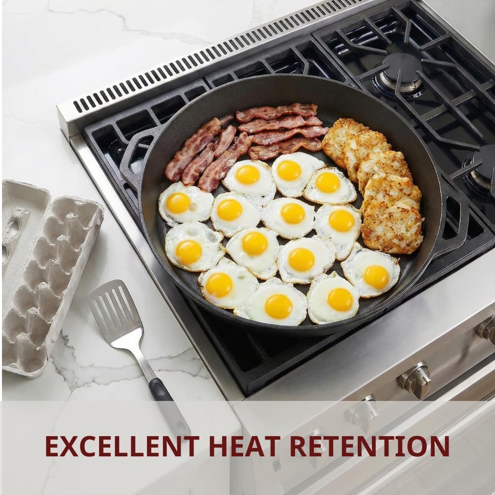 Large Cast Iron Skillet 20 Inch with Lid, Pre Seasoned Cast Iron Skillet for Cooking & Frying – XL Heavy Duty Pan with Dual Handles and – Ideal for Grill, Oven, Stove, Campfire Use