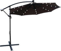 10ft 8 Ribs Outdoor Patio Umbrella with 24 LED Lights, Solar Powered Lighted Sun Shade Market Umbrella with Crank and Cross Base, for Garden Deck Backyard Pool Deck Swimming Pool