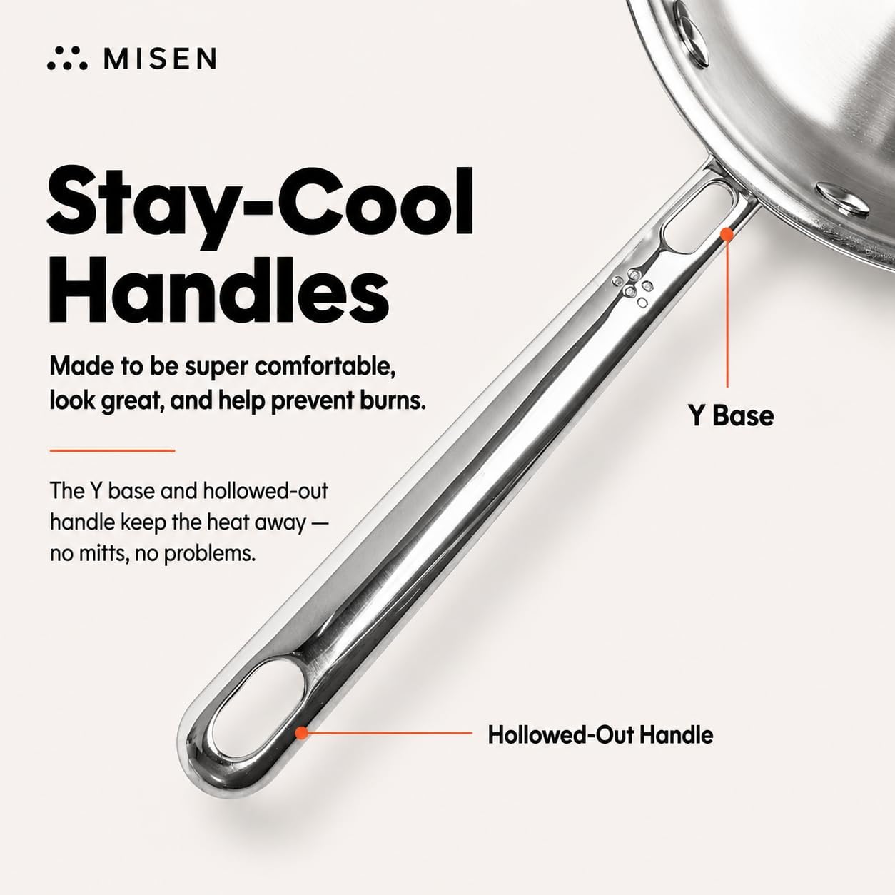 Misen 5-Ply Stainless Steel 10' Frying Pan - Professional Cookware for Induction, Gas and Electric - Dishwasher Safe, Oven Safe to 800°F - Durable, Versatile, Even Heating