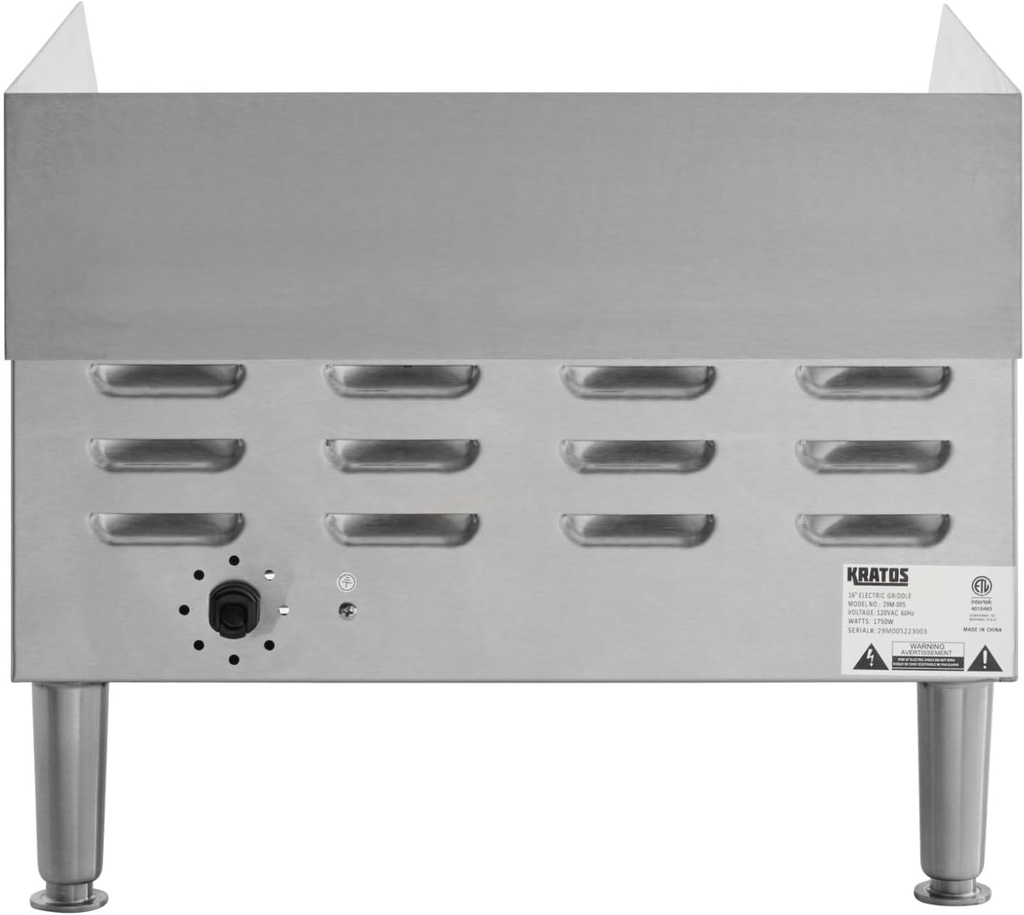 Kratos 16' Commercial Electric Countertop Griddle, Flat Top Stainless Steel Grill for Restaurants, 120V, 1750W (29M-005)