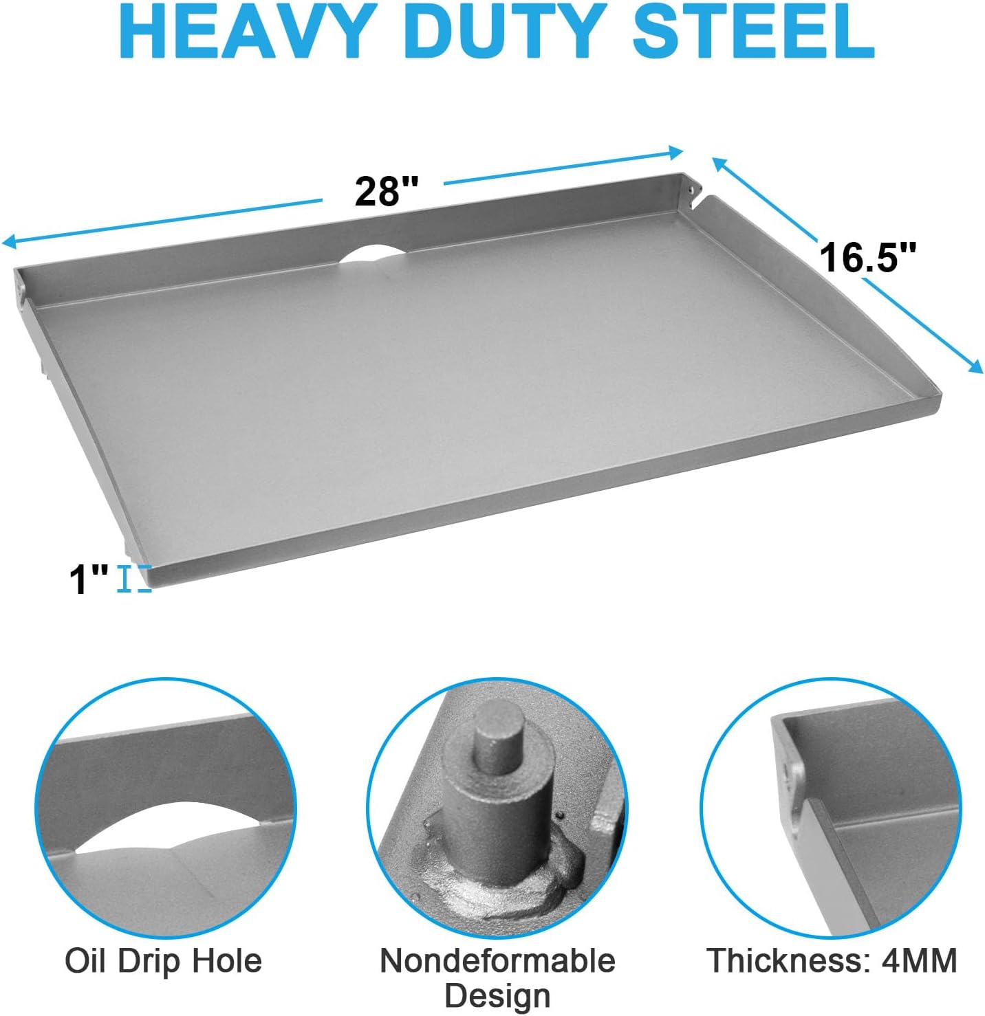 Flat Top Grill Griddle with Grease Cup Tray and Aluminum Drip Pans for Blackstone 28 inch Table Top Griddle,Replacement Parts for Blackstone 28-inch Grill Accessories