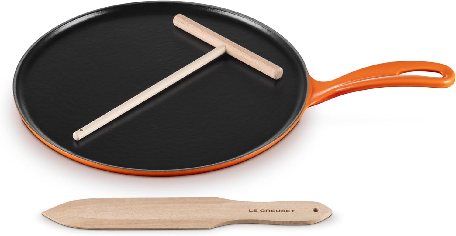 Le Creuset Enameled Cast Iron Traditional Round Crepe Pan, 10.25', Flame