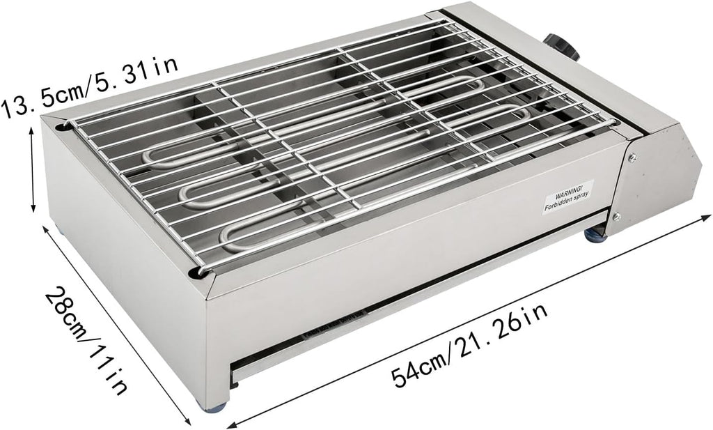 Electric Barbecue Grill, 21' Tabletop Griddle 1800W Stainless Steel Portable BBQ Grill 110V Commercial Smokeless Oven Grill with Temperature Control for Party