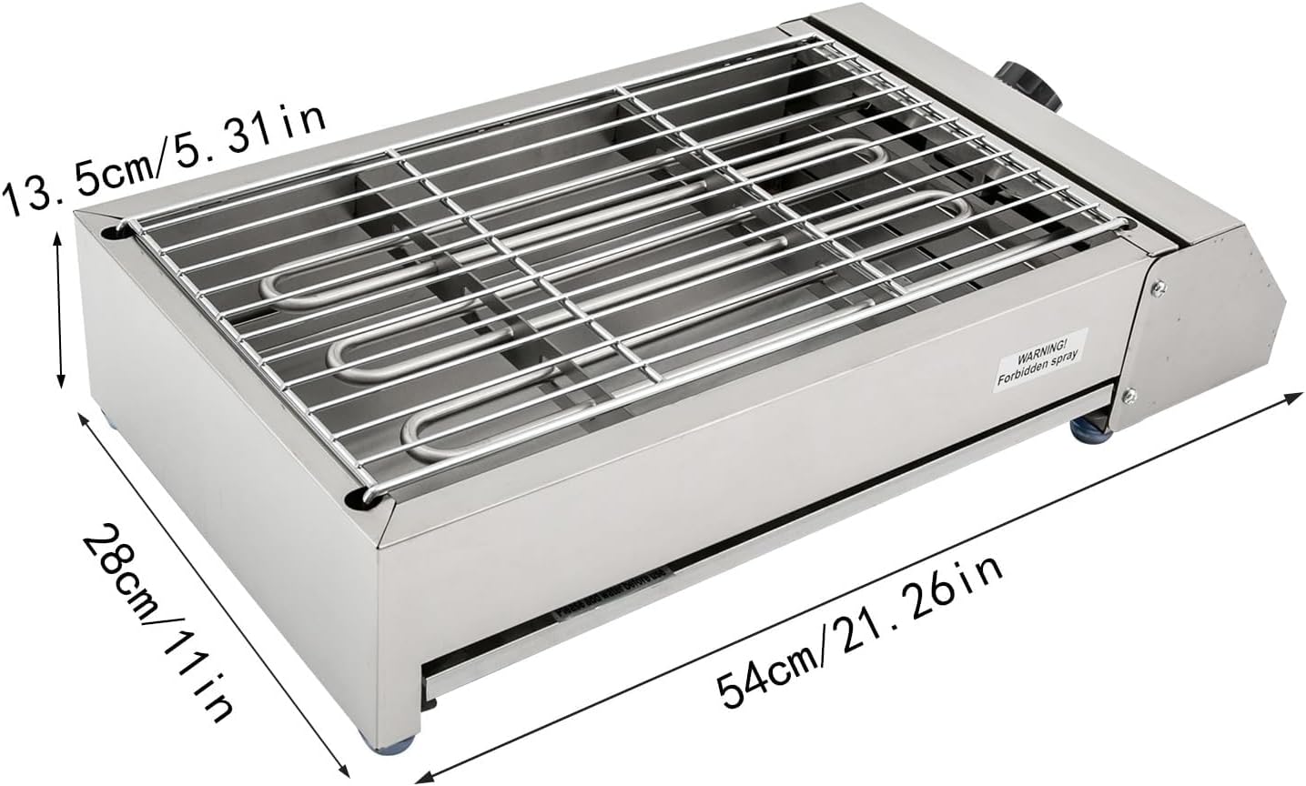 Electric Barbecue Grill, 21' Tabletop Griddle 1800W Stainless Steel Portable BBQ Grill 110V Commercial Smokeless Oven Grill with Temperature Control for Party