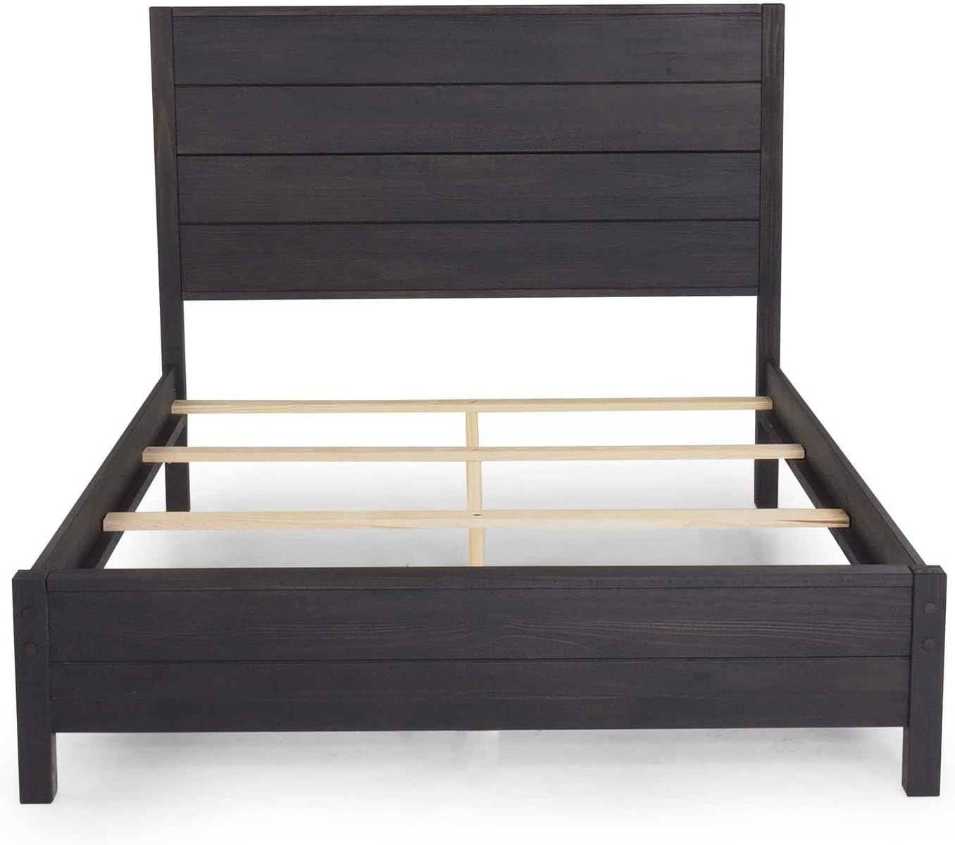 Grain Wood Furniture Montauk Solid Wood Bed, Queen Size, Farmhouse Black