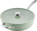 Circulon Halo with LaserDefense Ceramic Nonstick Saute Pan, Helper Handle and Lid, Made without PFAS, Compatible with All Stovetops, Dishwasher & Oven Safe, 5 Quart Multipurpose Nonstick Pan, Sage