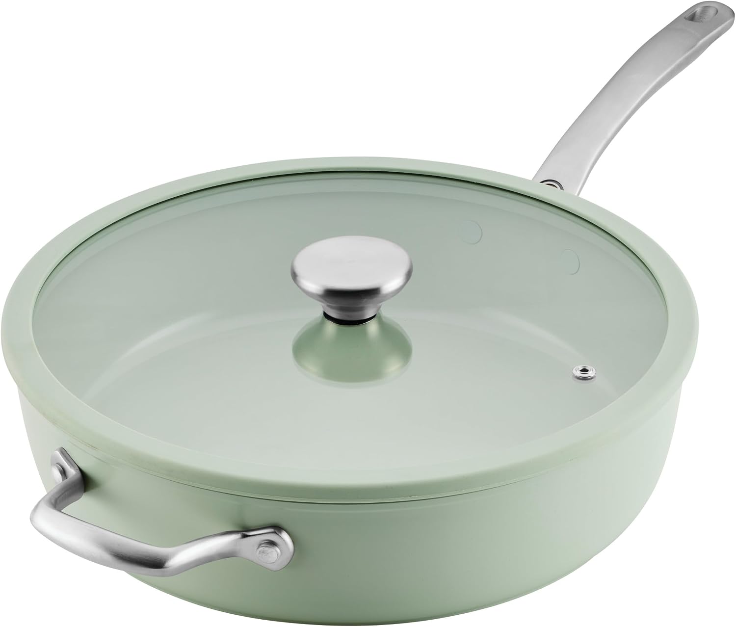 Circulon Halo with LaserDefense Ceramic Nonstick Saute Pan, Helper Handle and Lid, Made without PFAS, Compatible with All Stovetops, Dishwasher & Oven Safe, 5 Quart Multipurpose Nonstick Pan, Sage