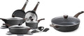 SENSARTE 14 Pcs Non Stick Kitchen Cooking Set, 12 Inch Large Deep Frying Pan, 5 Qt Non Stick Saute Pan with Cover, Healthy Non Toxic Cooking Pan with Helper Handle, PFOA PFOS Free