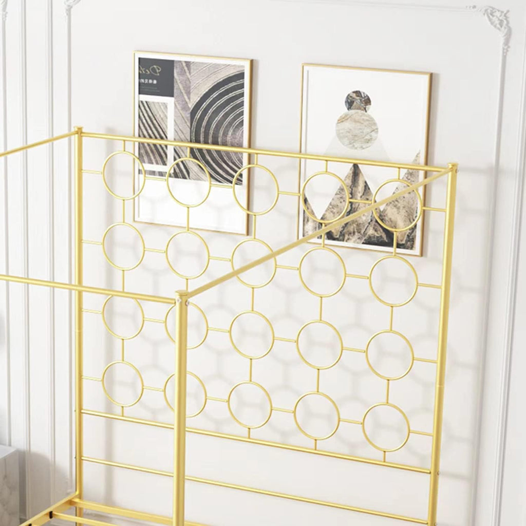 Gold Metal Canopy Bed Frame Queen/Mattress Foundation with Steel Slat Support/No Box Spring Needed/Easy Assembly (Gold, Queen)