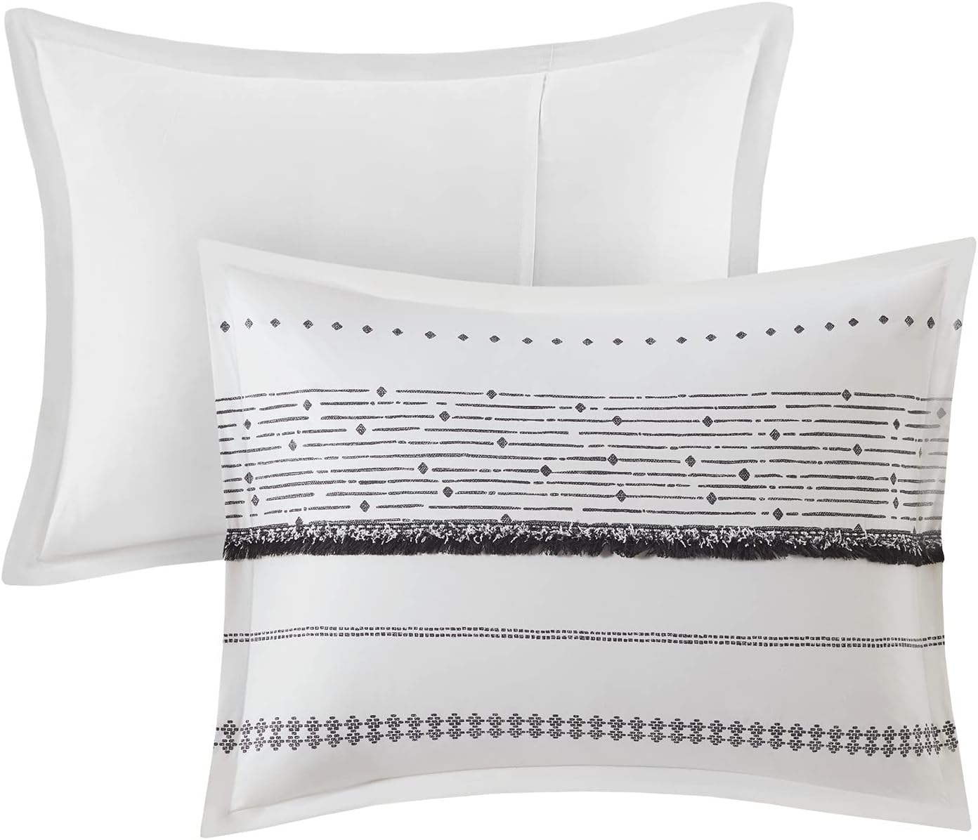 INK+IVY Luxurious Cotton-Bedding Set - Mid Century Trendy Geometric Design, All Season Cozy-Cover With Matching-Shams, King/Cal King, Nea Trims Black/Multi