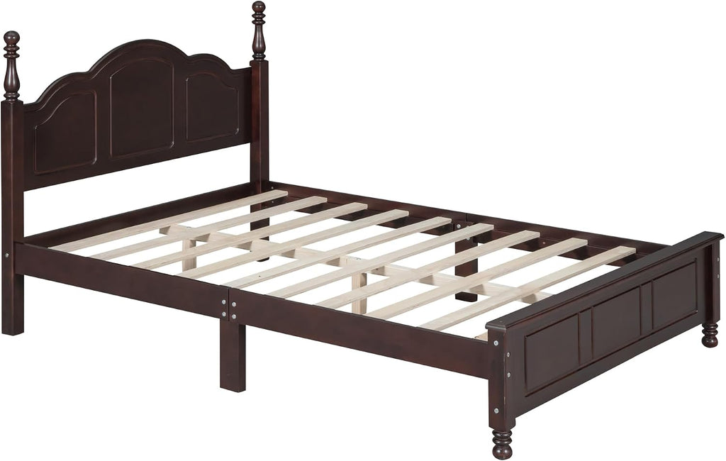 Harper & Bright Designs 3 Pieces Bedroom Sets, Full Size Wood Platform Bed Frame with 2 Nightstands, Retro Design, Farmhouse Bedroom Furnture Set, Easy to Assemble (Walnut)