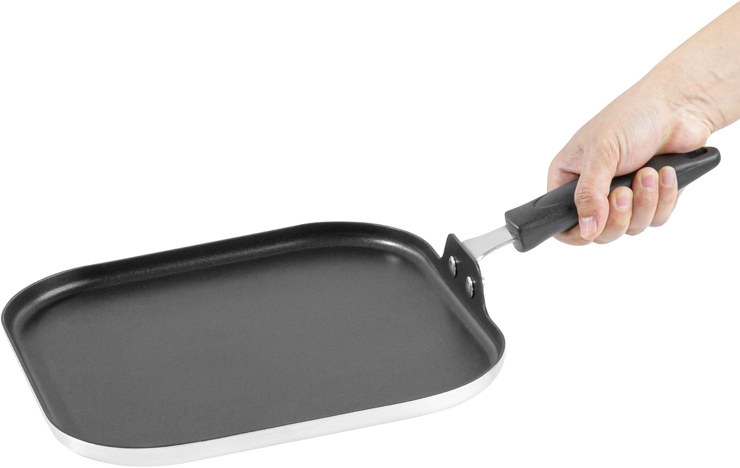 Restaurantware Nonstick Griddle Pan - 10 Count 11 x 11 Inch Aluminum Nonstick Frying Griddle With Bakelite Handle - Square Frying Pan With Even Heating - Black Cooking Surface For Home Kitchens