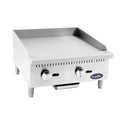 Atosa CookRite ATMG-24 24' Countertop Griddle | Flat Top Grill Hot Plate with Standby Pilots and Grease Drawer for Food Truck | Manual Controlled, Stainless Steel, 1 Burner 60,000 BTU, Liquid Propane