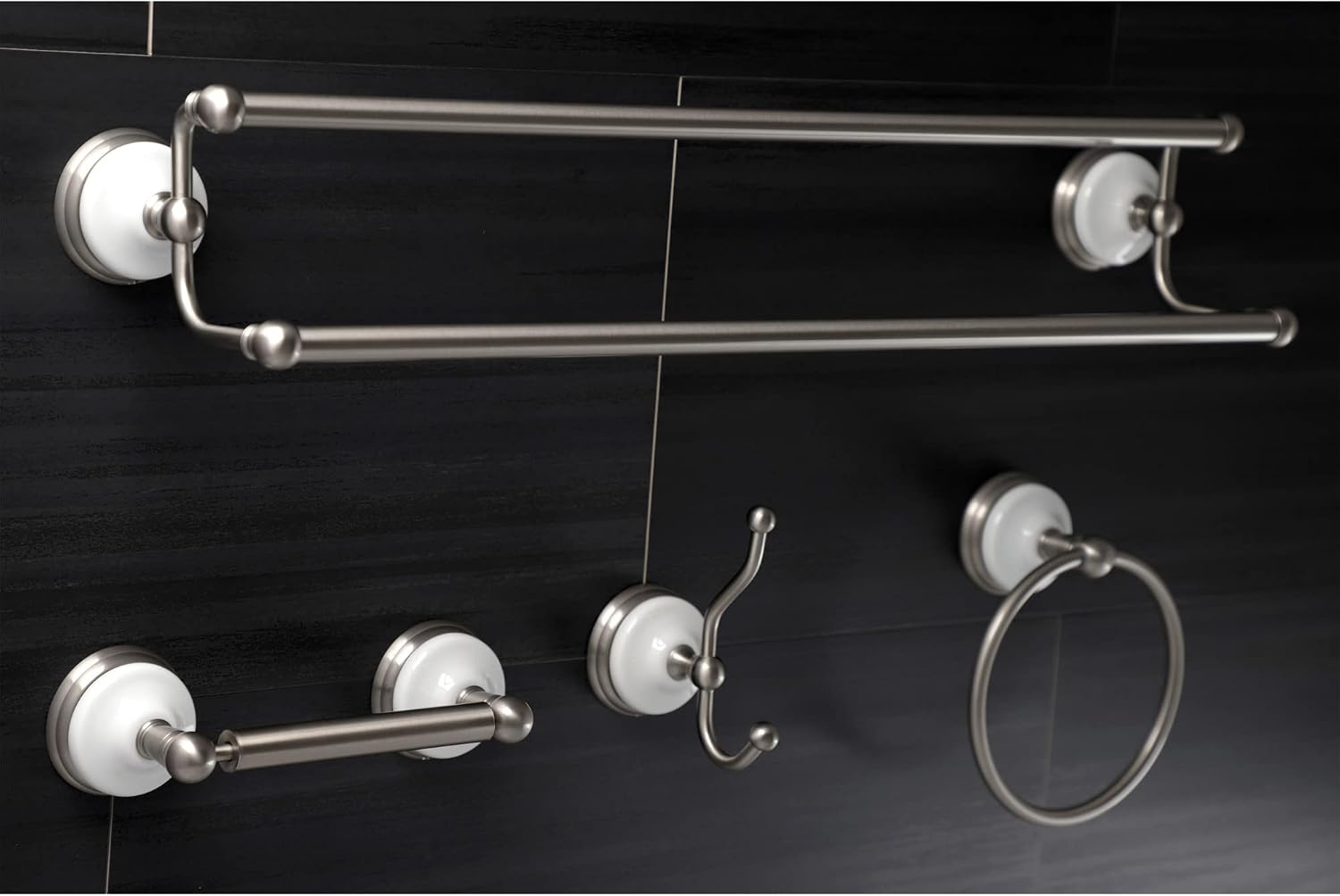Kingston Brass BAK1113478ORB Victorian 4-Pieces Dual -Towel Bar Bathroom Hardware Set, 24 inch Length, Oil Rubbed Bronze