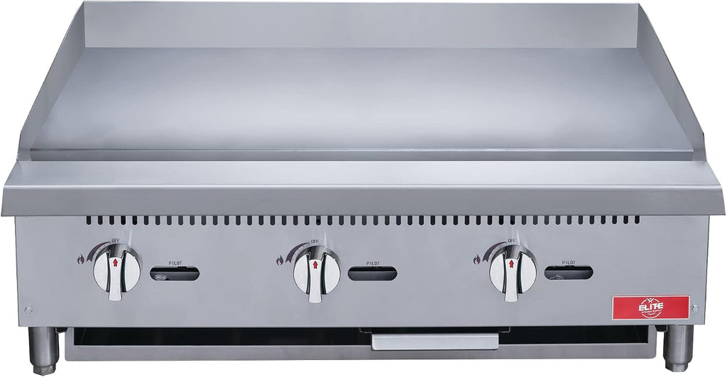 Commercial Countertop Griddle, ETL 36' Flat Top Grill Natural Gas (NG) / Propane, 3 Burners - 90000 BTU