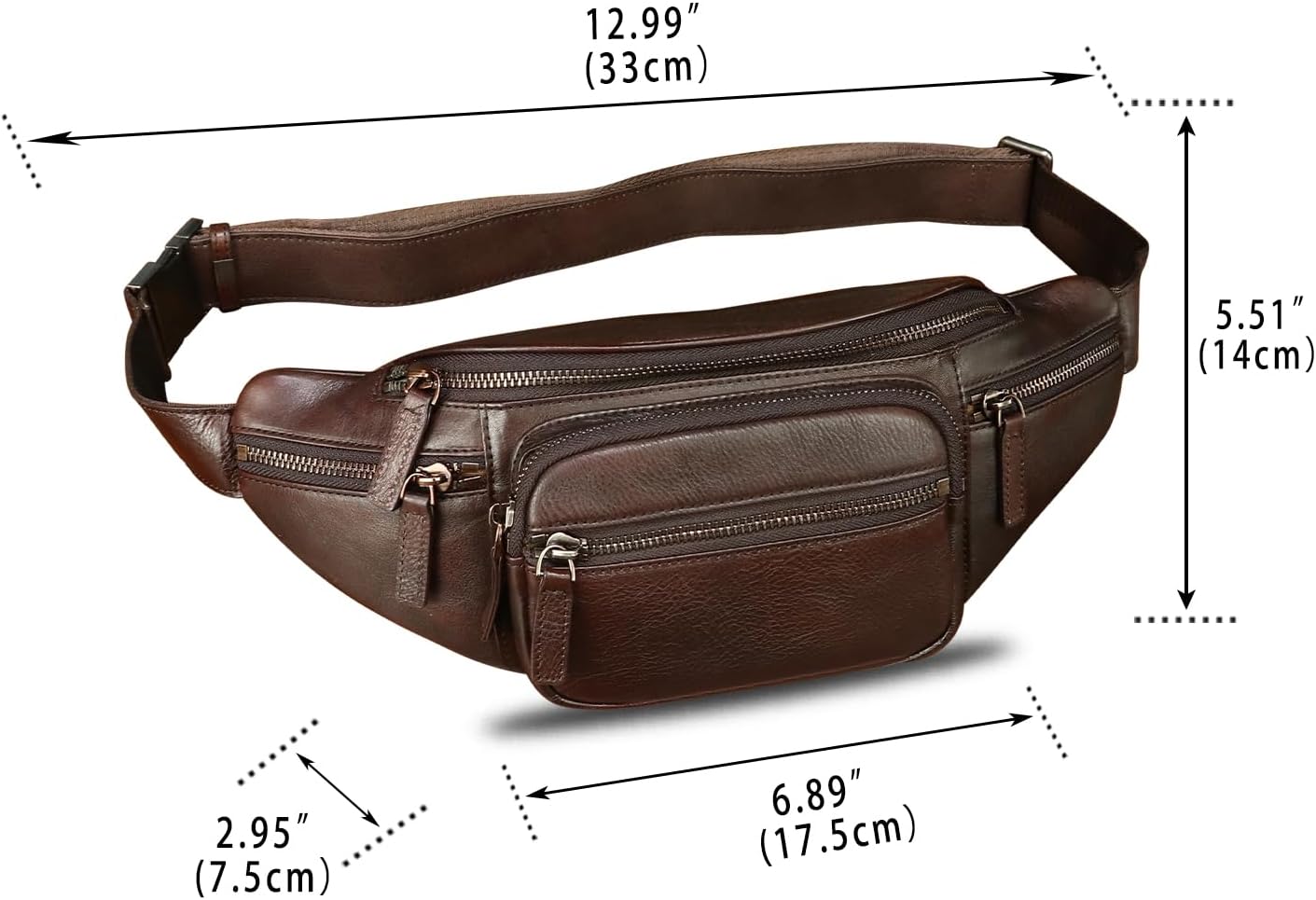 Genuine Leather Fanny Packs for Women and Men Waist Bag Vintage Hip Bum Bag Over Shoulder Crossbody Sling Bag (Coffee)