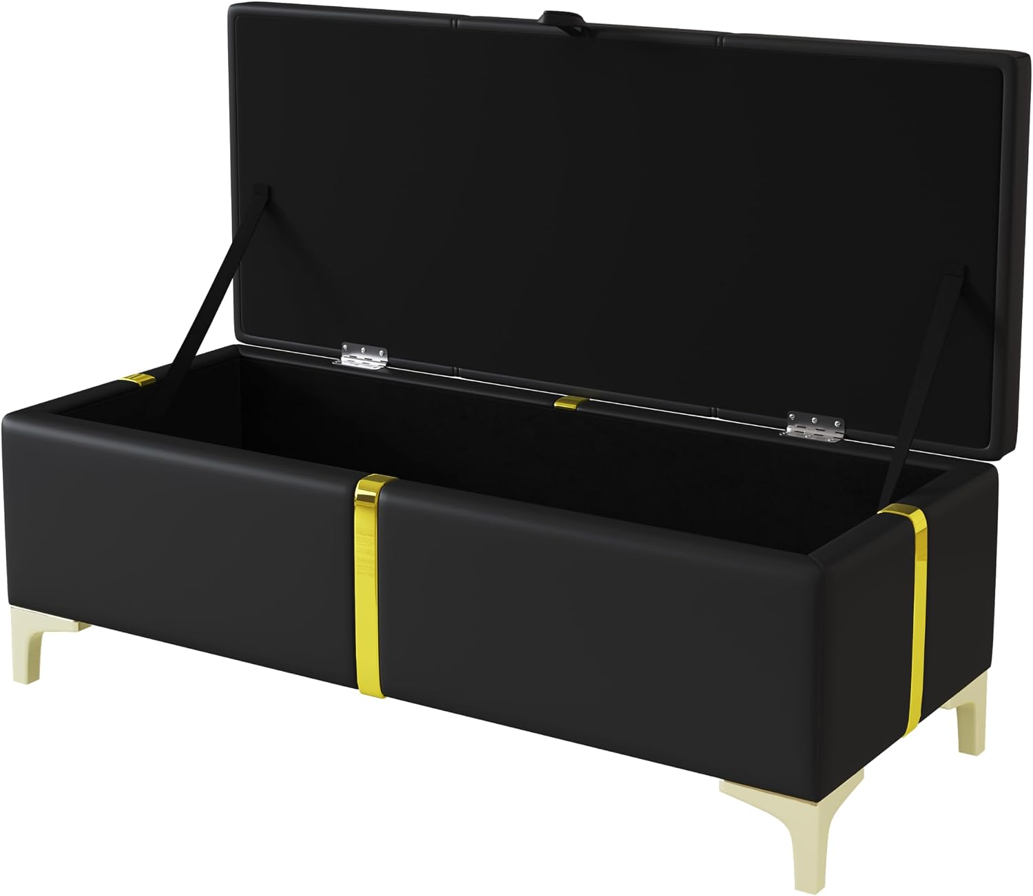 JIJIWANG Queen Size Lift Up Storage Bed with Ottoman - Upholstered Platform Bed Frame with Hydraulic Storage System, Modern Wingback Headboard, Wood Slats Support, No Box Spring Needed, Black