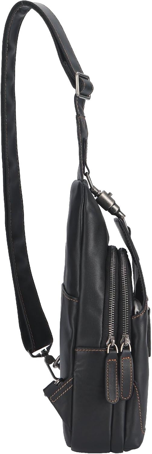 Genuine Leather Sling Bag for Men and Women Chest Pack Purse Crossbody Shoulder Bag Sling Backpack