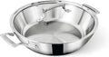 4 Quart Stainless Steel Pan with Lid - Tri Ply Braiser Pan/Frying Pan/Dutch Oven with Heat Resistant Handles - Coating-Free, Non Toxic Cookware - Induction Compatible, Oven & Dishwasher Safe