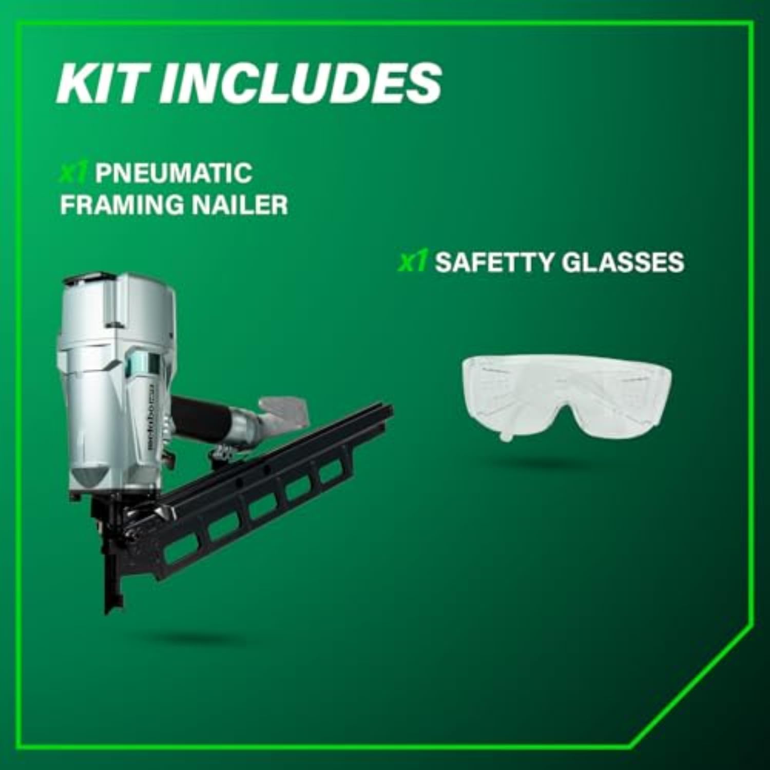 Metabo HPT Framing Nailer, Pro-Preferred Pneumatic Power Nailer & Framing Tool For Flooring, Roof Decking & More, Rapid Response Cylinder Valve, 21° 2' to 3-1/4' Plastic Collated Nails, NR83A5(S)