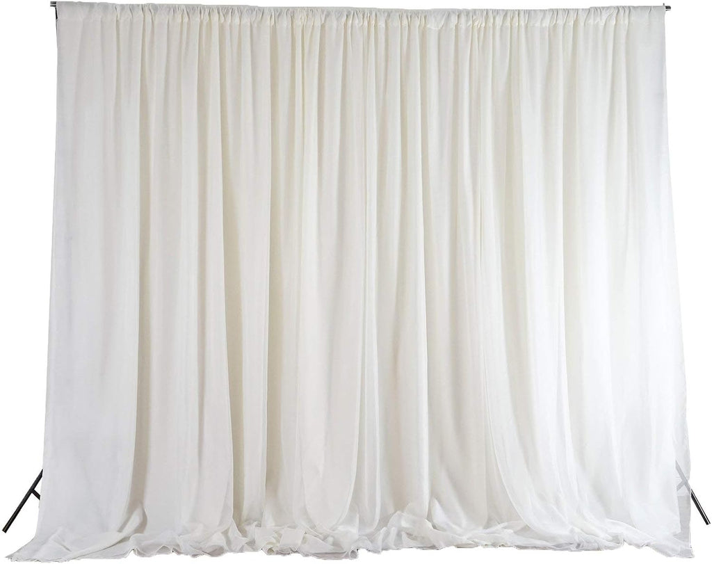 BalsaCircle 20 ft x 10 ft Ivory Chiffon Fabric Backdrop Drapes Curtain - Wedding Decorations Photo Booth Reception Photography Party Supplies