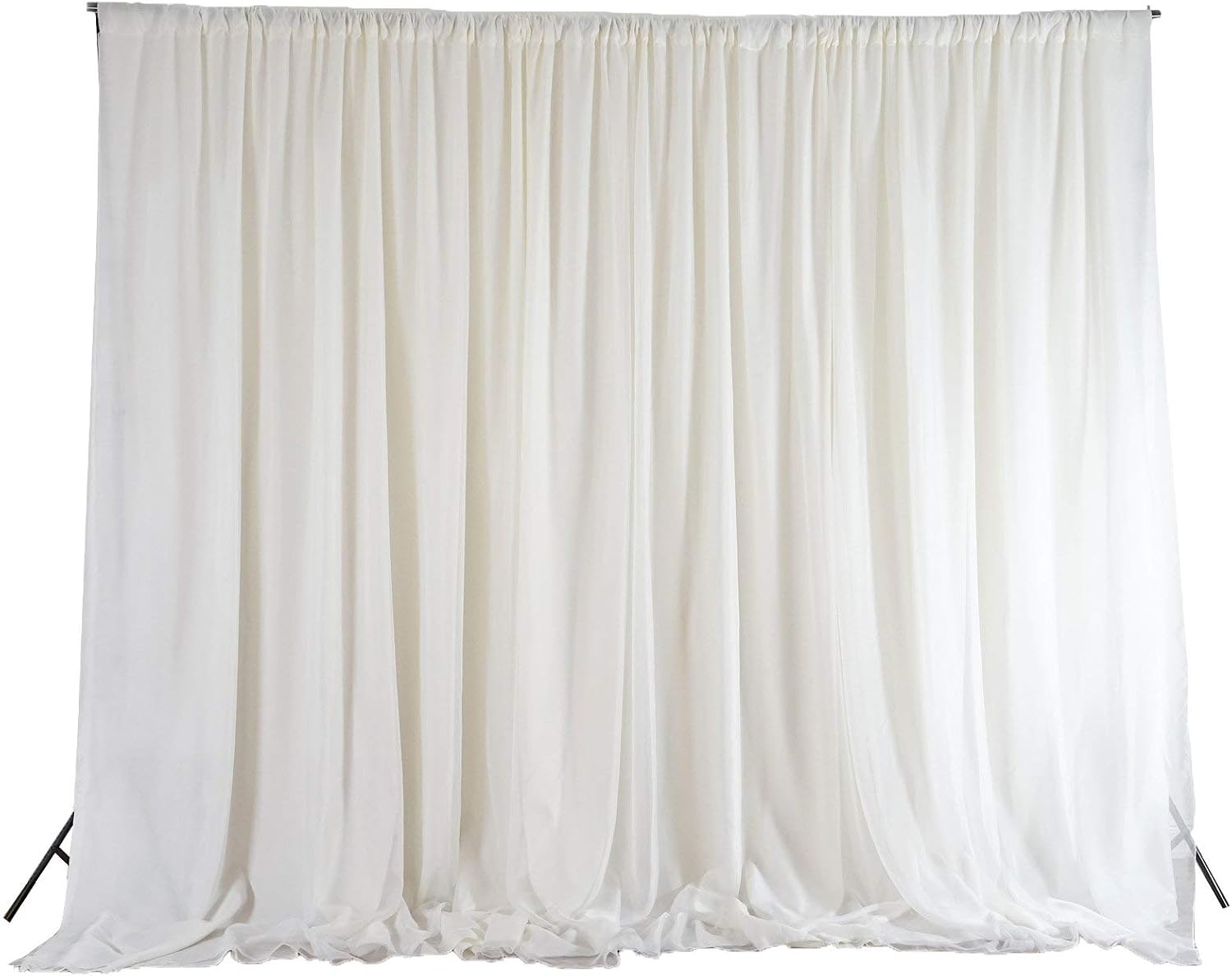 BalsaCircle 20 ft x 10 ft Ivory Chiffon Fabric Backdrop Drapes Curtain - Wedding Decorations Photo Booth Reception Photography Party Supplies