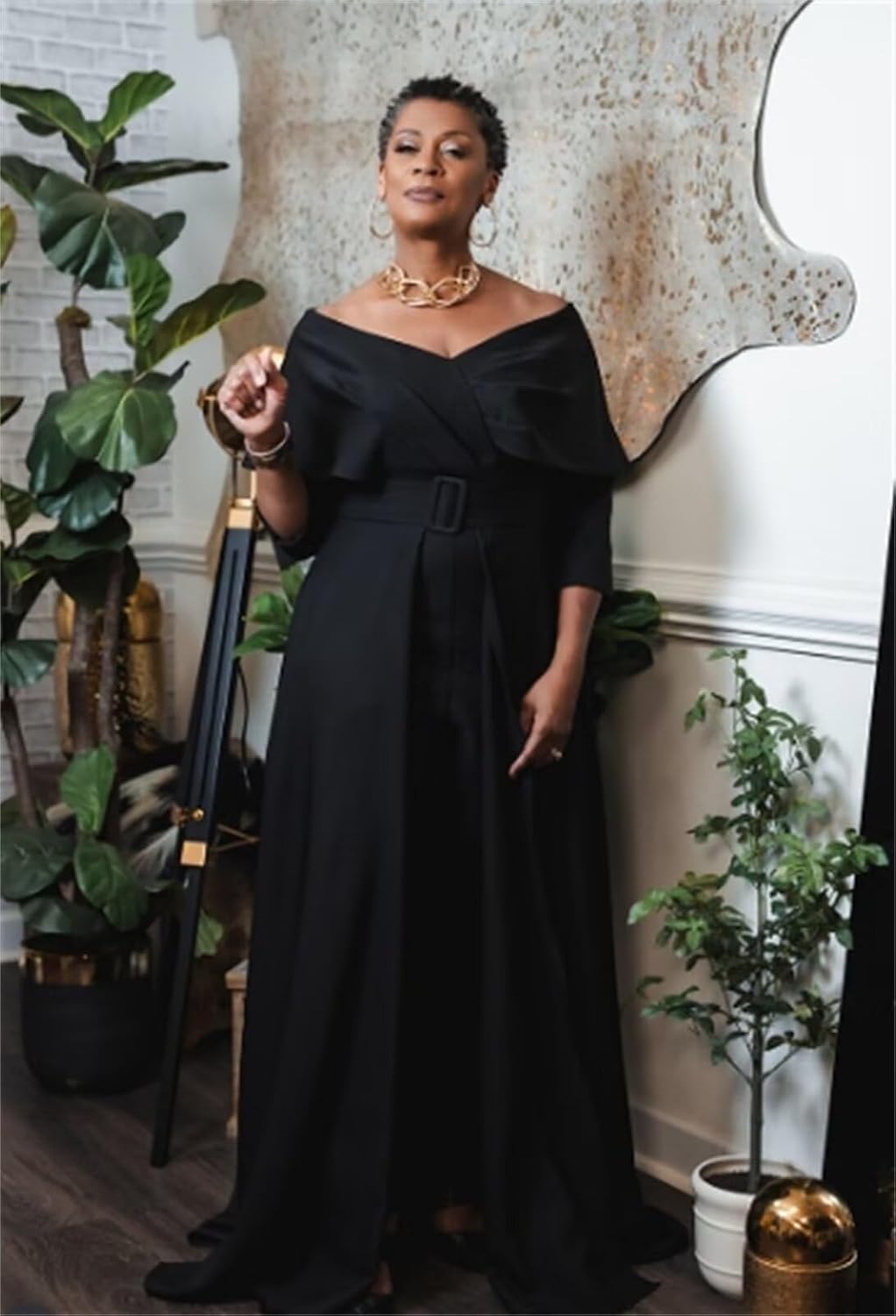 Two Piece Jumpsuit Mother of The Bride Dresses for Women Off Shoulder Satin Elegant Formal Evening Dress for Women
