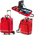 First Aid Kit Bag Rolling Medical Supplies Bag with Detachable Trolley, Nurse Rolling Bag Emergency Rescue Kit for Outdoor Hiking, Backpacking